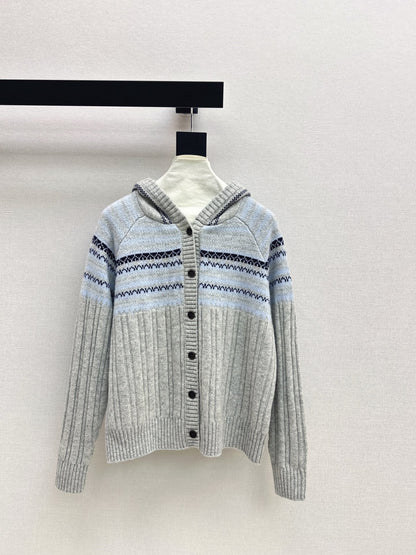 Loro NEW Fair Isle hooded knitted cardigan