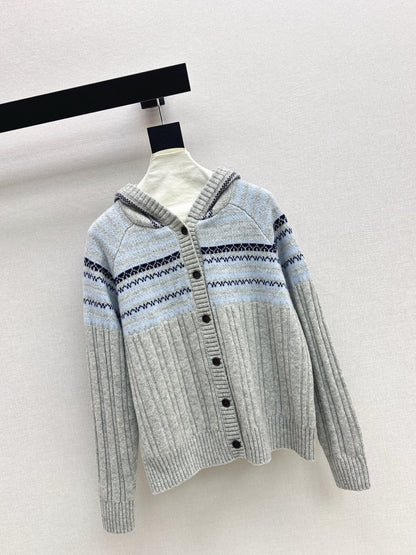 Loro NEW Fair Isle hooded knitted cardigan