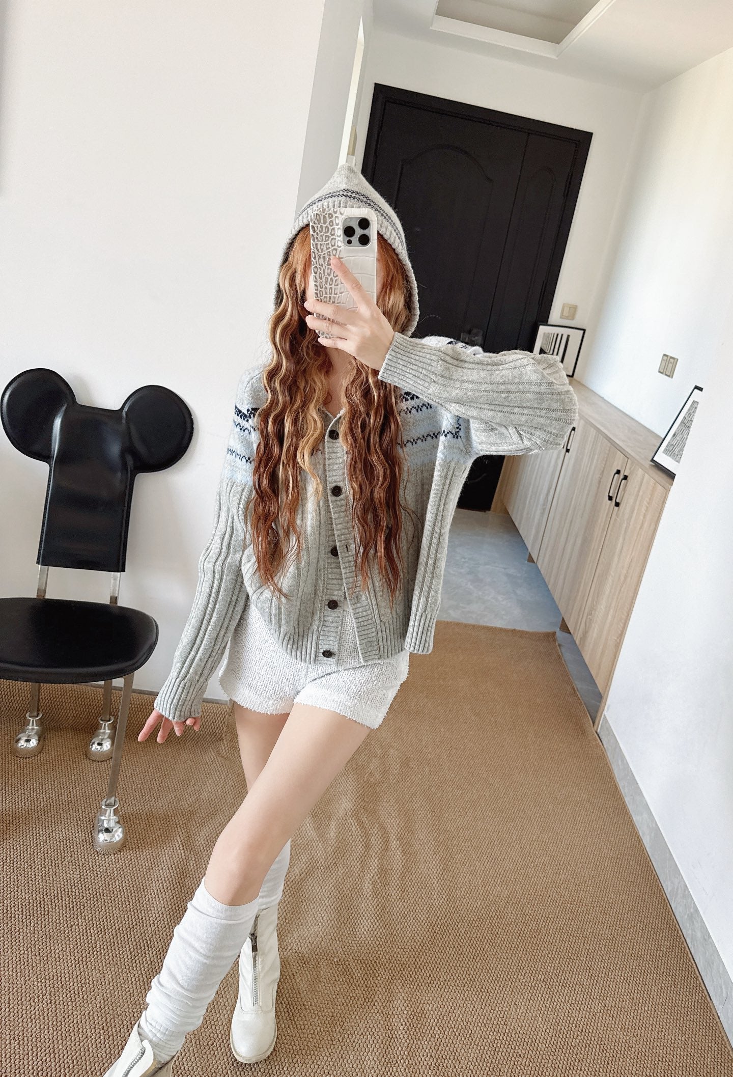 Loro NEW Fair Isle hooded knitted cardigan