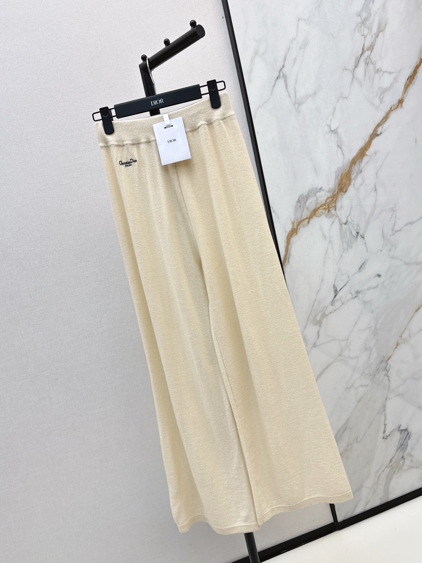 CD NEW Embroidered cashmere wide-leg trousers
