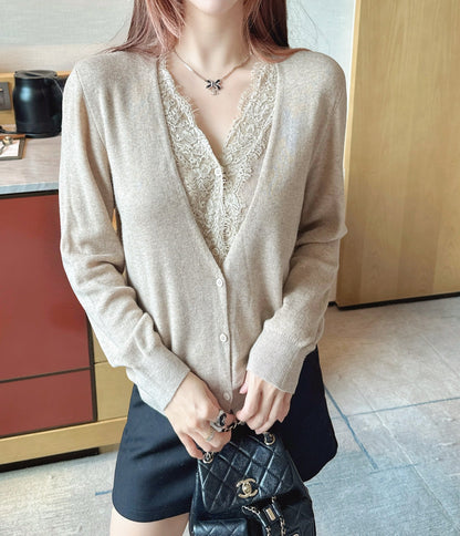 Es NEW Lace-paneled cardigan
