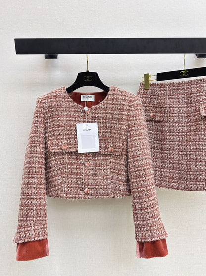 Chan NEW woven jacket A-lineskirts outfit sets