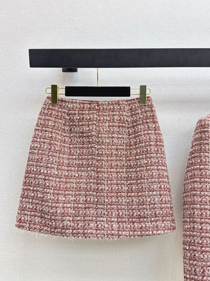 Chan NEW woven jacket A-lineskirts outfit sets