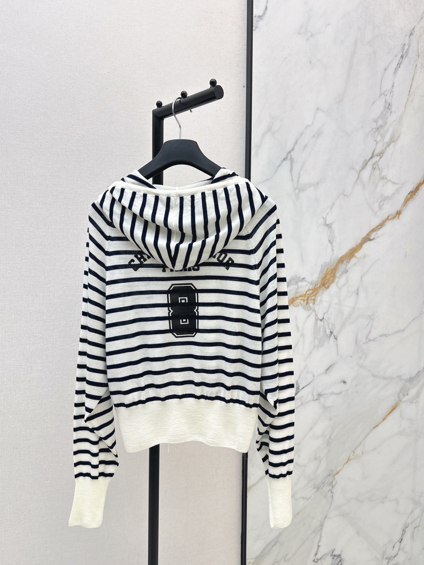 CD NEW striped hooded knit cardigan