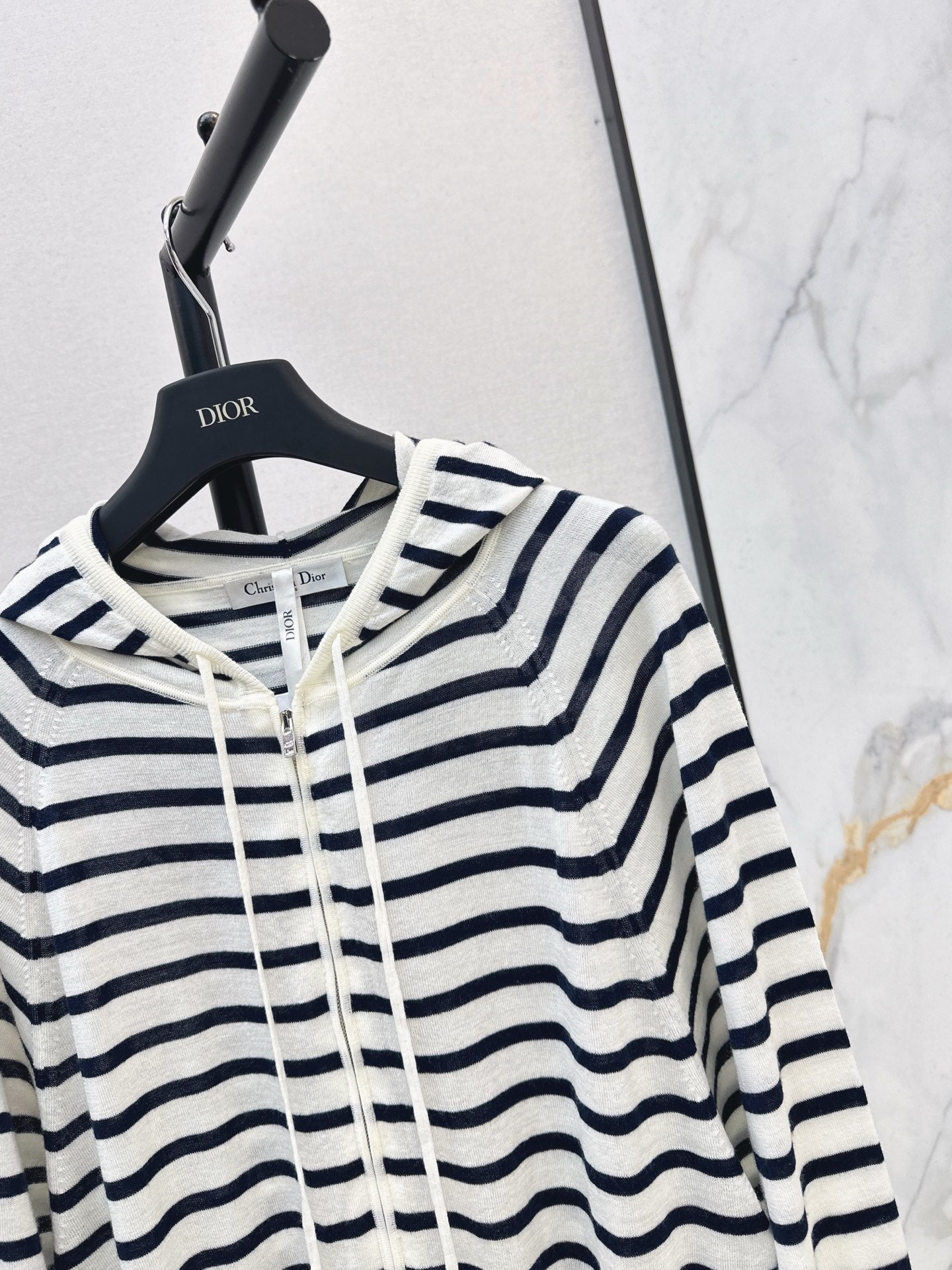 CD NEW striped hooded knit cardigan