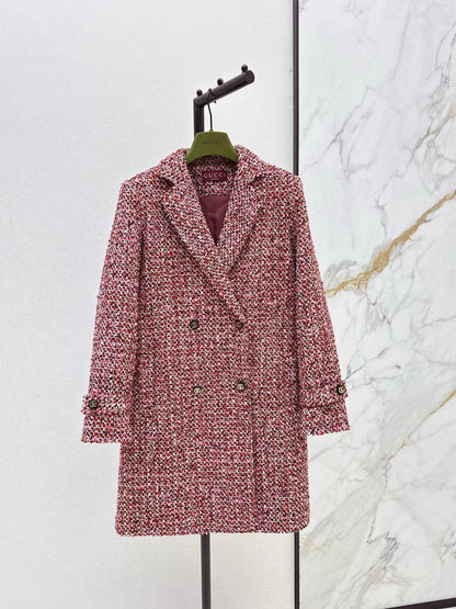 Guc NEW check tweed overcoats