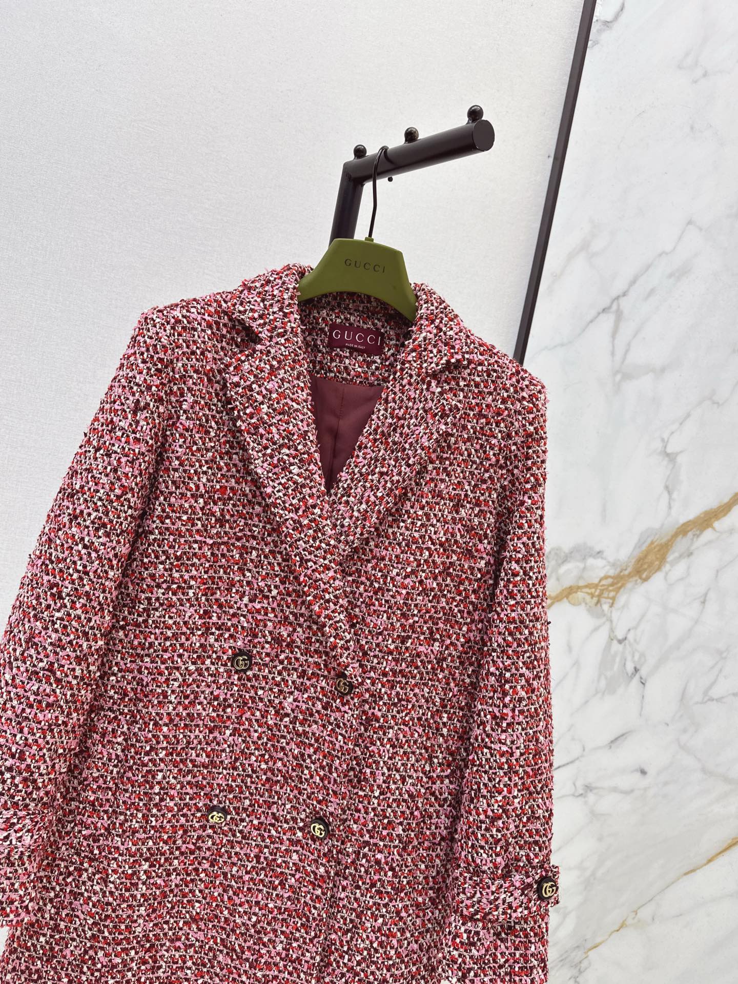 Guc NEW check tweed overcoats