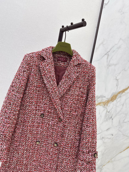 Guc NEW check tweed overcoats