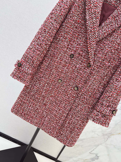 Guc NEW check tweed overcoats