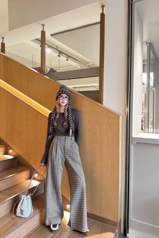 Miu NEW Retro plaid pants