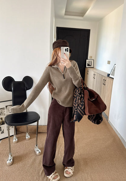 Brun NEW zip-up sweater