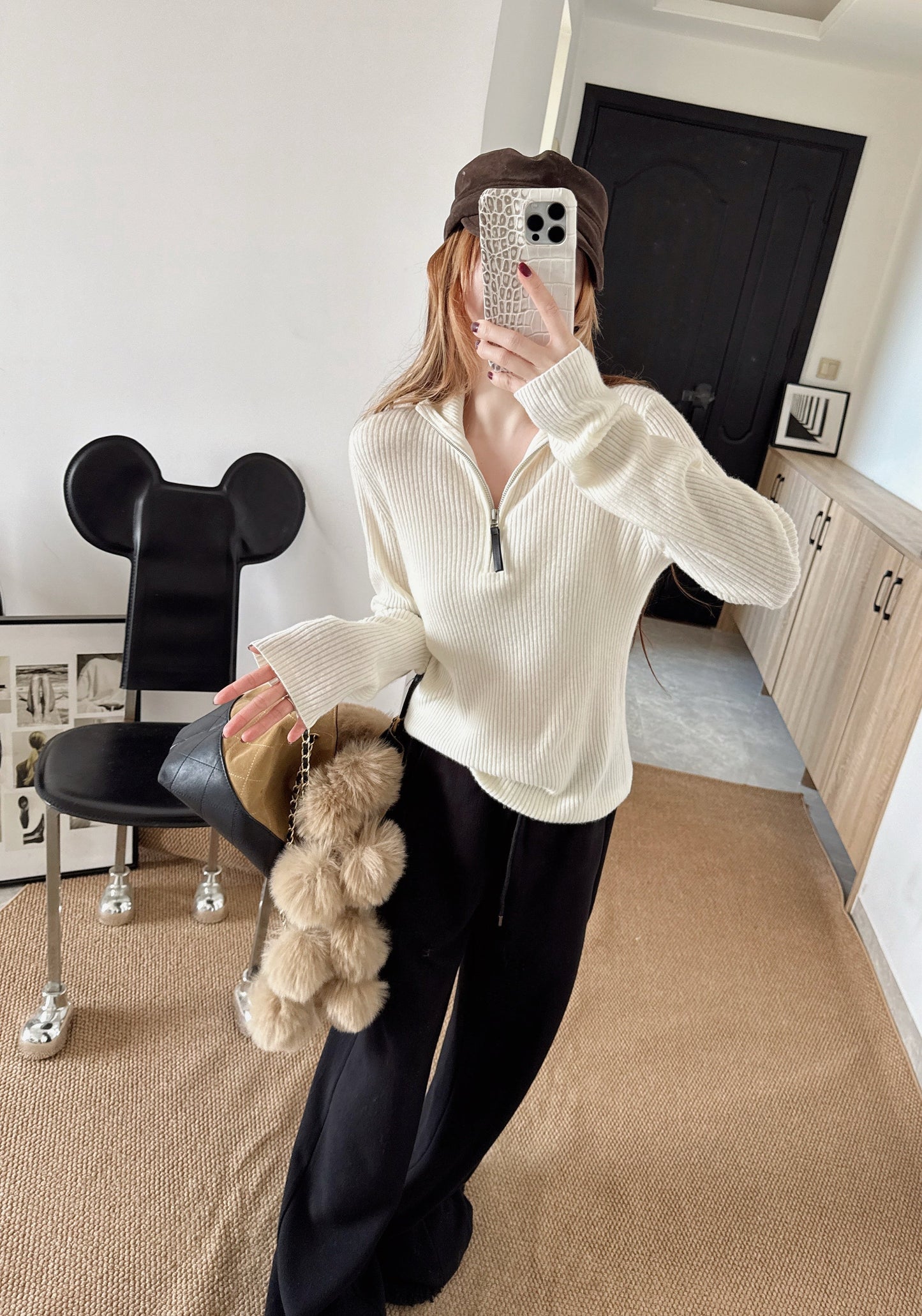 Brun NEW zip-up sweater