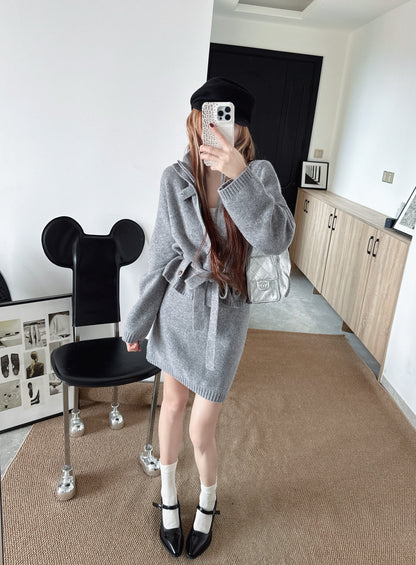 Loro NEW Zippered cardigan skirt set