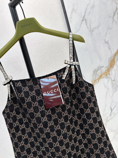 Guc NEW dimon crystal diamond woven slip dress