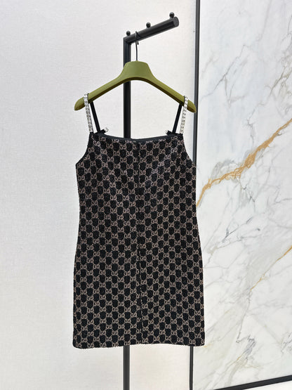 Guc NEW dimon crystal diamond woven slip dress
