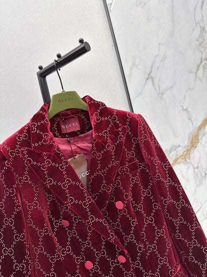 Guc NEW rhinestone velvet blazer