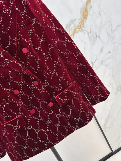 Guc NEW rhinestone velvet blazer