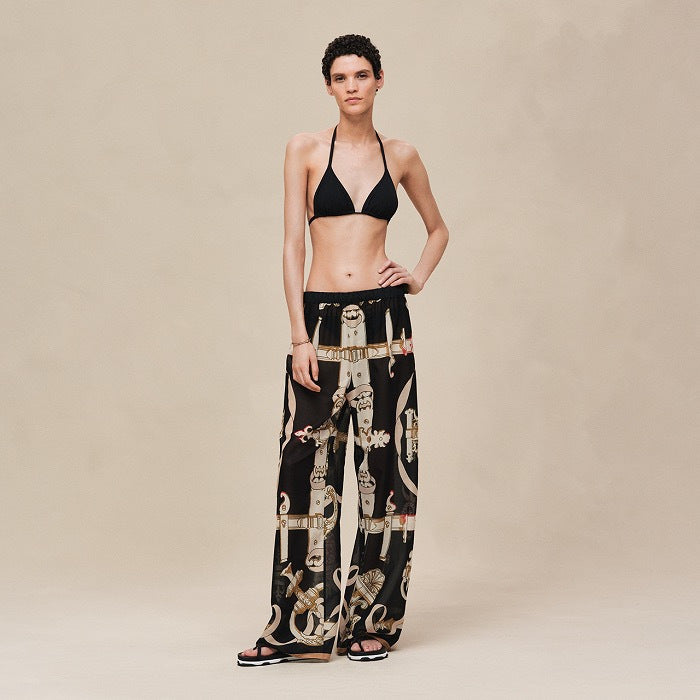 Herm NEW printed silk wide-leg trousers