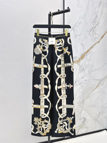 Herm NEW printed silk wide-leg trousers