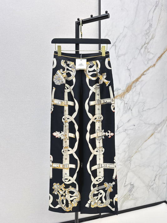 Herm NEW printed silk wide-leg trousers