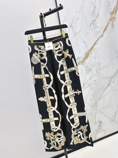 Herm NEW printed silk wide-leg trousers