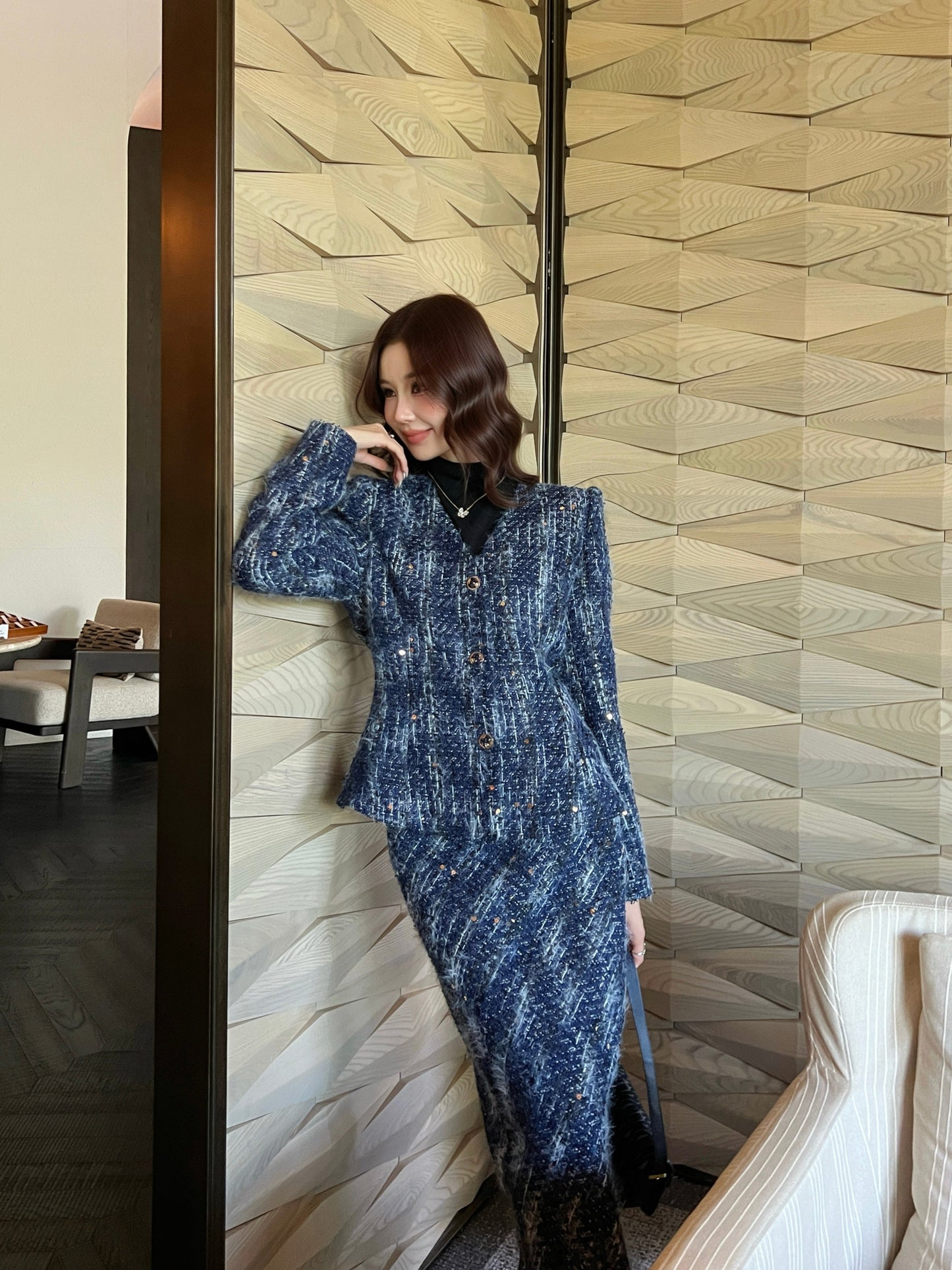 Chan NEW woolen woven jacket