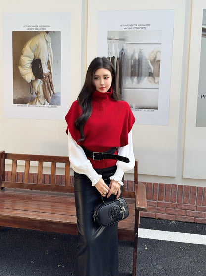 Brun NEW sleeveless sweater with belted