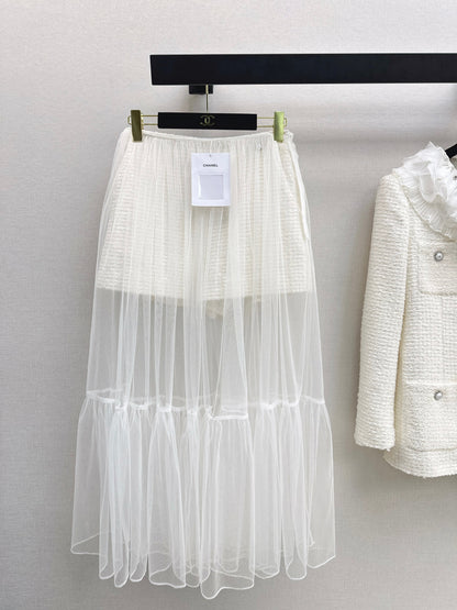 Chan NEW woven short+mesh skirts