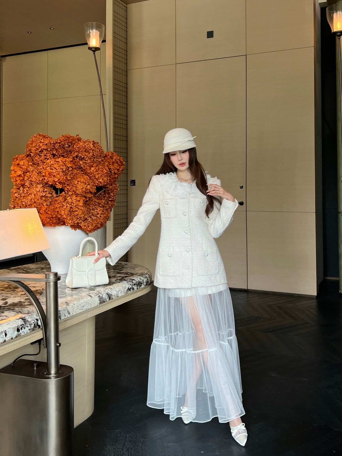 Chan NEW woven short+mesh skirts