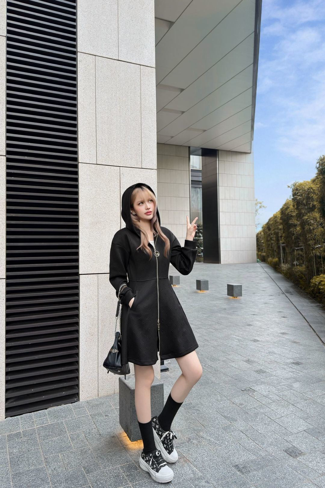 Louis NEW hooded zip-upsweatshirt dress