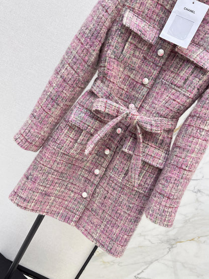 Chan NEW check tweed coat dress