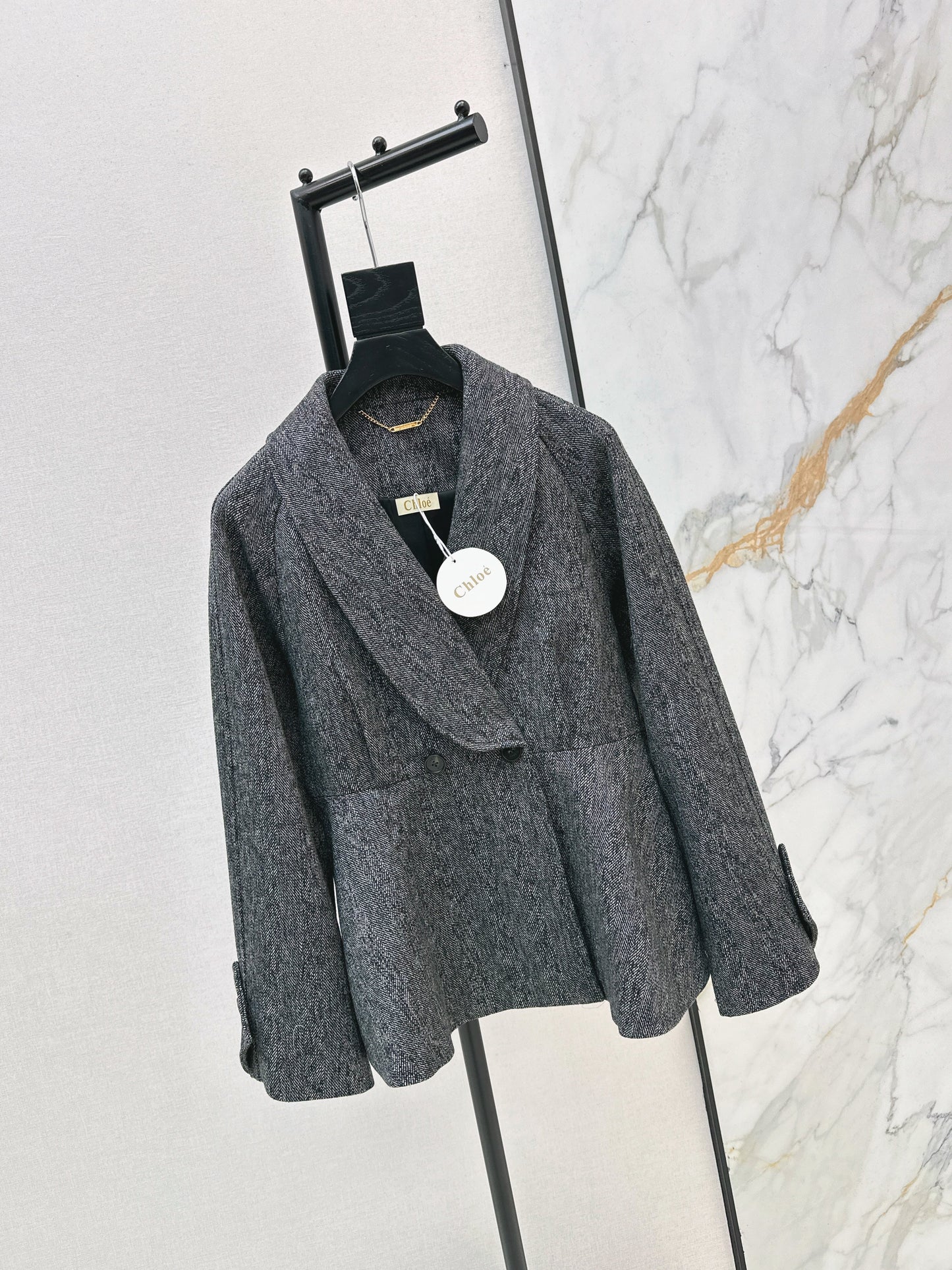 Chol NEW ruffle-hem belted jacket