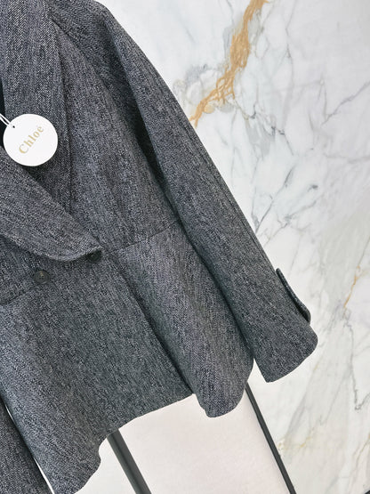 Chol NEW ruffle-hem belted jacket