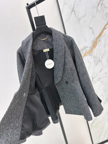 Chol NEW ruffle-hem belted jacket