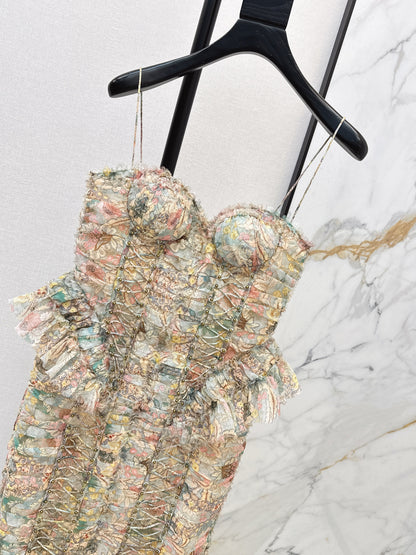 Zimm NEW silk strapless floral print dress