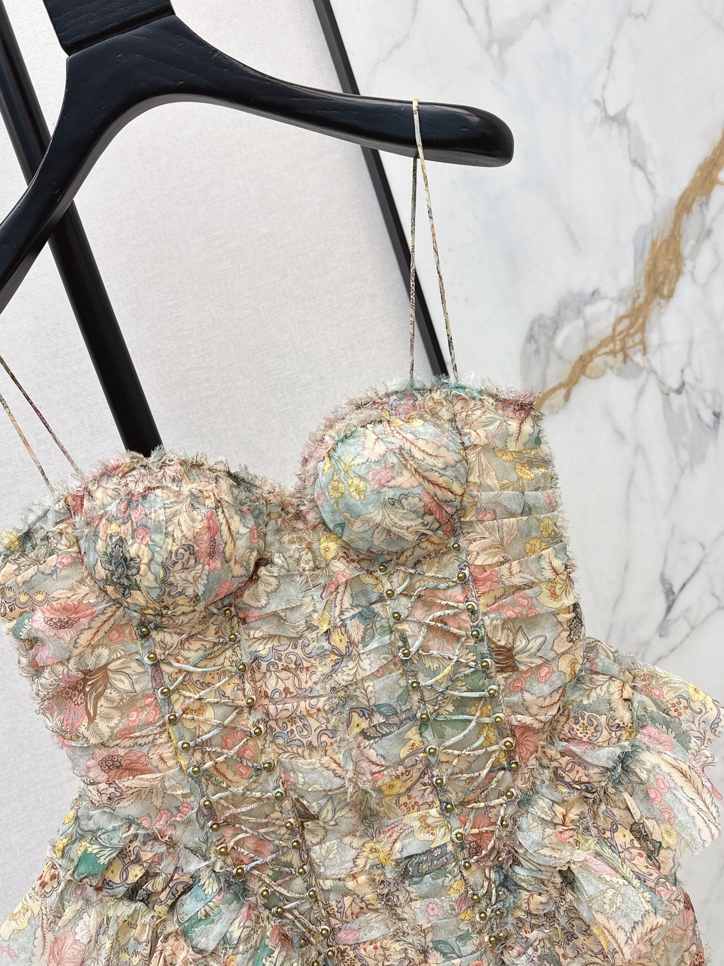 Zimm NEW silk strapless floral print dress