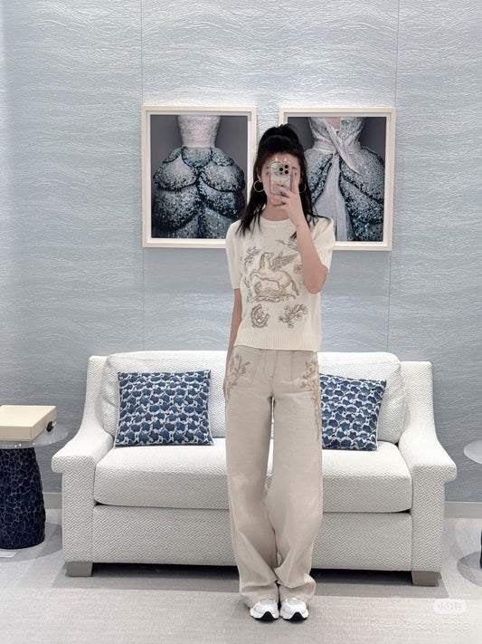 CD NEW embroidery cashmere sweater